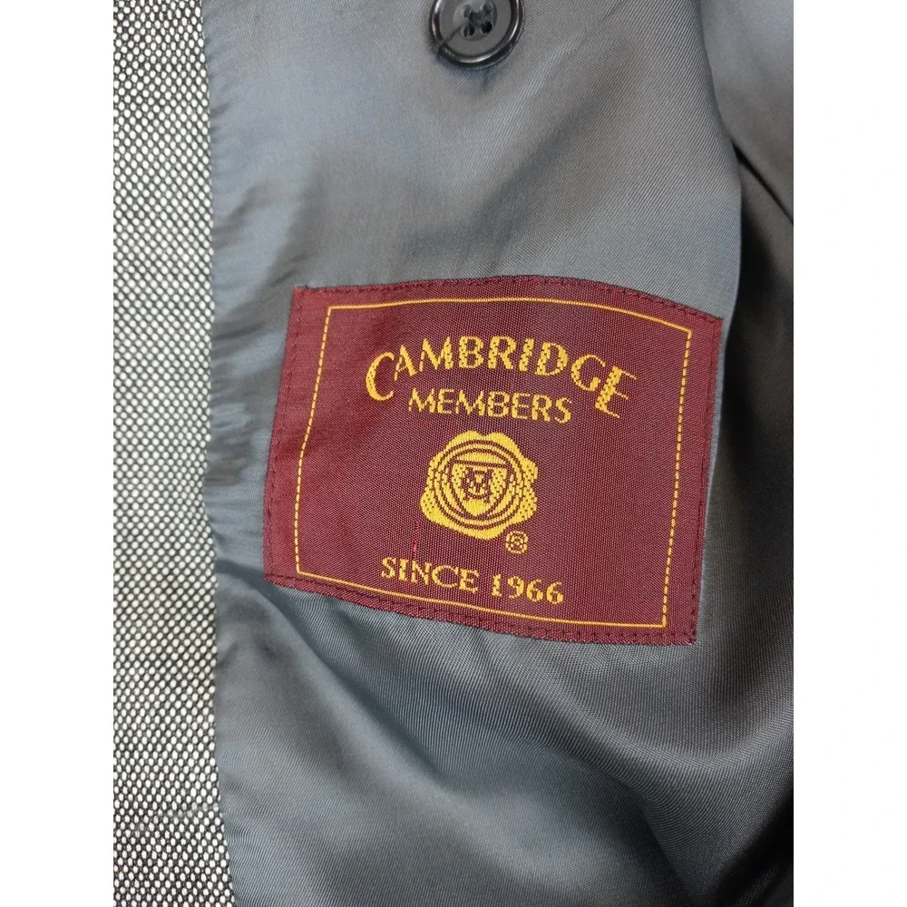 Cambridge Members‎ Blazer Mens 44R Gray Nailhead Wool Sport Coat Jacket Vintage
